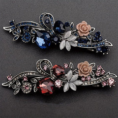 Retro Alloy Rhinestone Bow Hair Clip Crystal Flower Grace Hair Accessories
