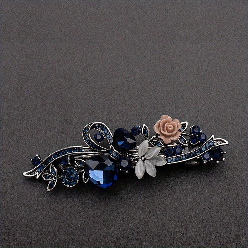 Retro Alloy Rhinestone Bow Hair Clip Crystal Flower Grace Hair Accessories