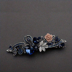 Retro Alloy Rhinestone Bow Hair Clip Crystal Flower Grace Hair Accessories