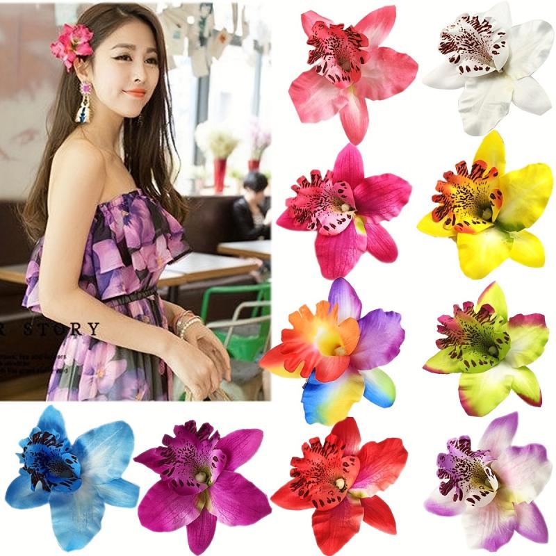 10pcs Flower Hair Clips Hawaiian Style Head Ornament