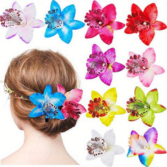 10pcs Flower Hair Clips Hawaiian Style Head Ornament