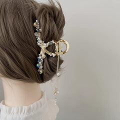Pearl Shell Starfish Tassel Hair Grab Clip for Thick Hair