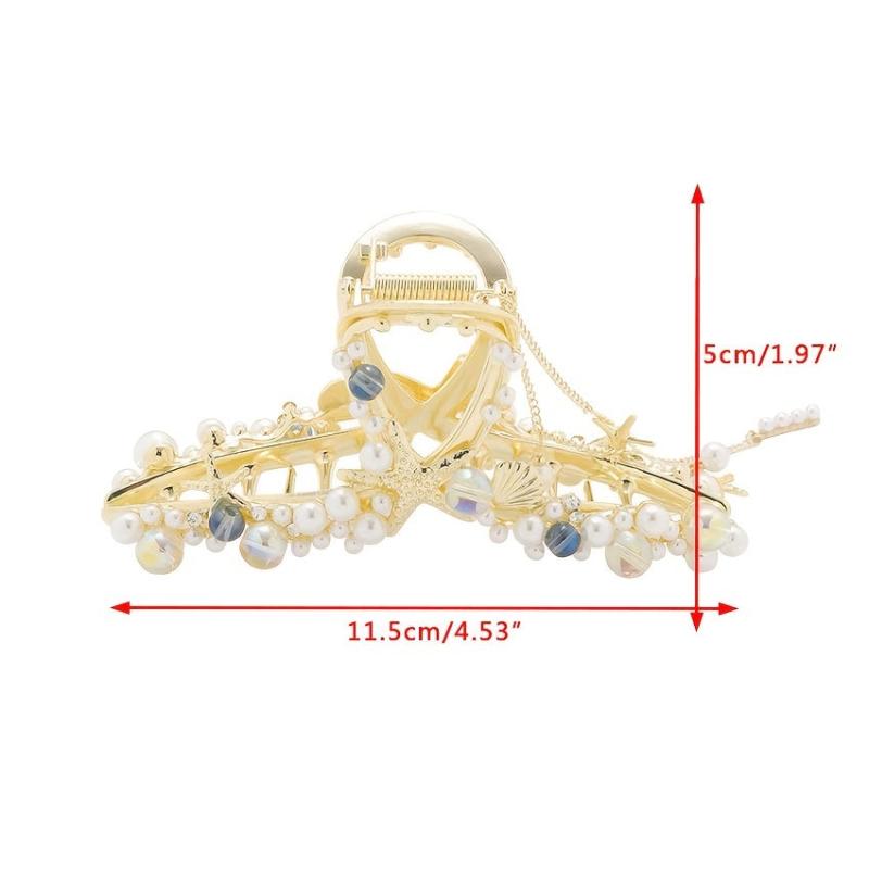 Pearl Shell Starfish Tassel Hair Grab Clip for Thick Hair
