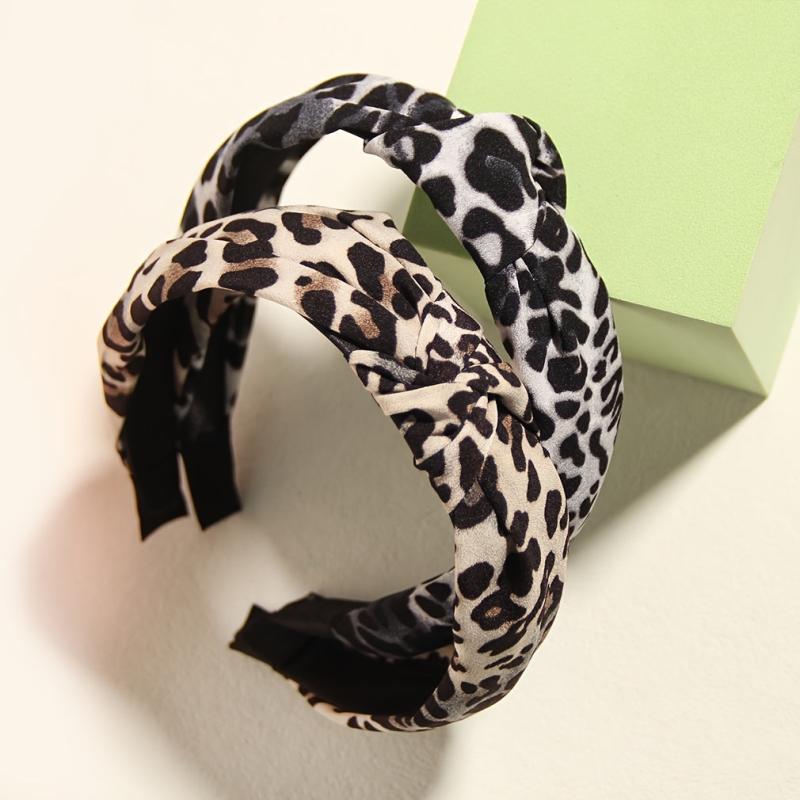 4pcs Leopard Print Headbands Vintage Head Hoops All match Hair Bands