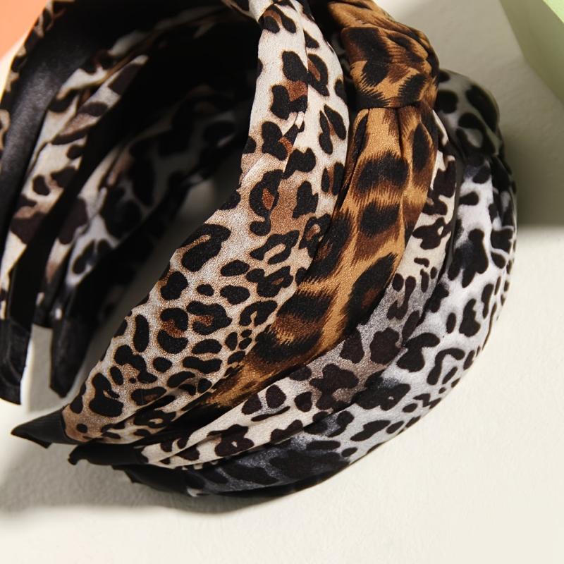 4pcs Leopard Print Headbands Vintage Head Hoops All match Hair Bands