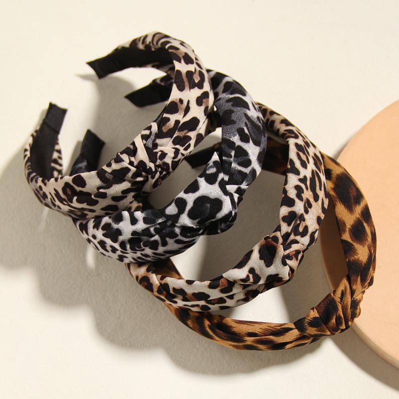 4pcs Leopard Print Headbands Vintage Head Hoops All match Hair Bands