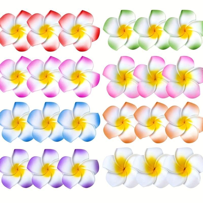 24pcs Flower Hawaii Style Hair Clips for Tropical Party Decorations