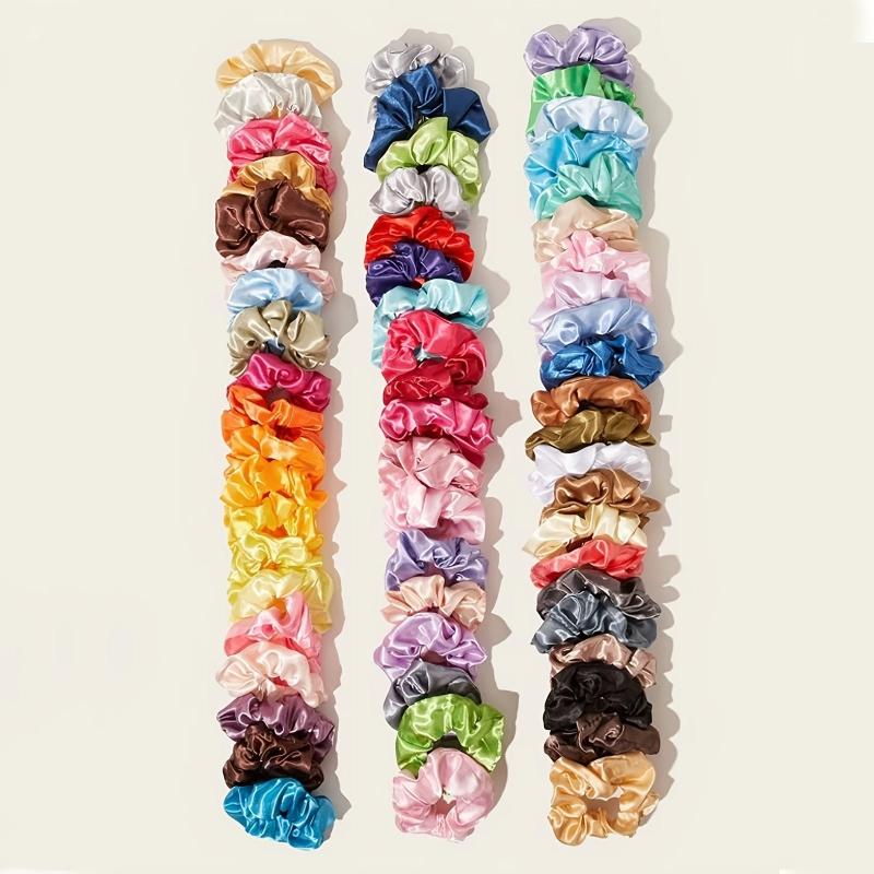 60pcs Satin Scrunchies Silky Hair Rope Hair Accessories For Women