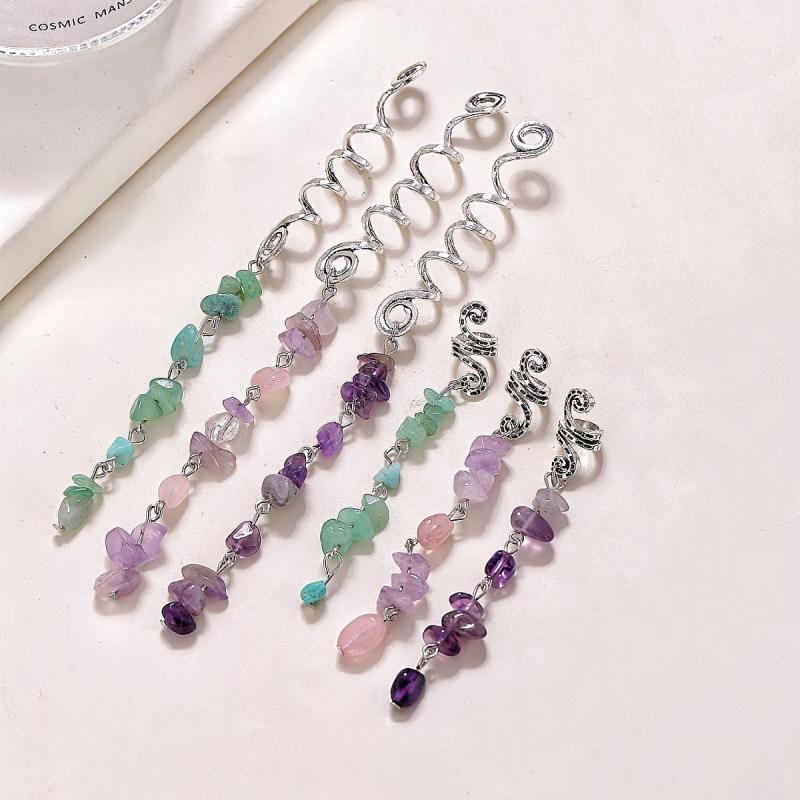 Colorful Stone Tassel Hair Jewelry for Braids Crystal Accessories for Women