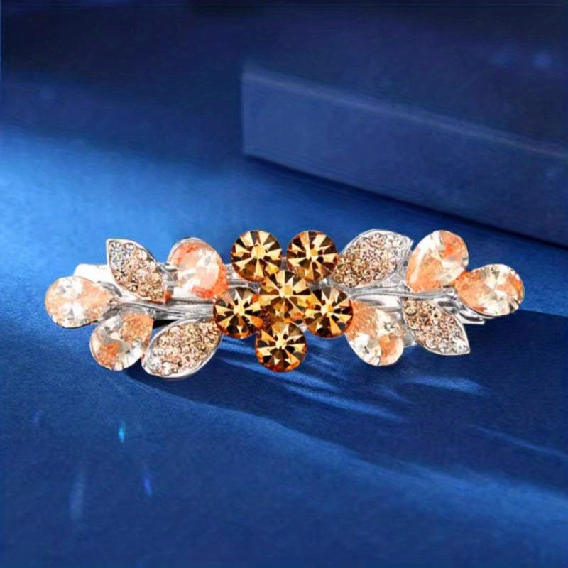 Leaf & Rhinestone Hair Clip Shining Barrette Headwear Hair Accessory