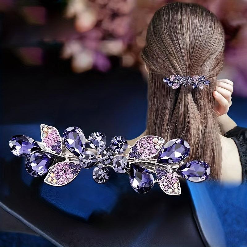 Leaf & Rhinestone Hair Clip Shining Barrette Headwear Hair Accessory