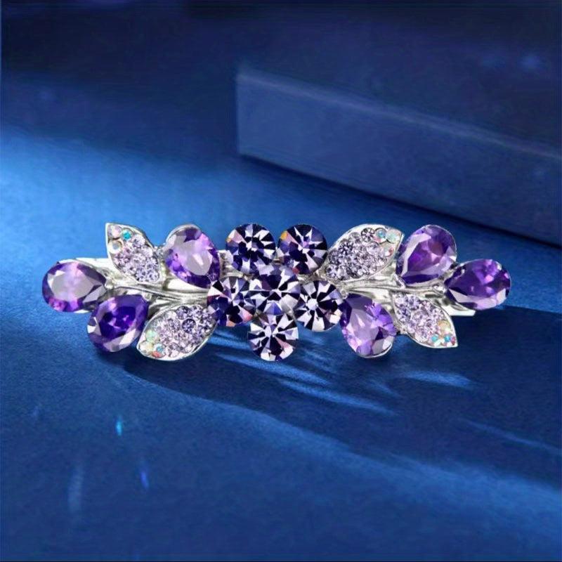 Leaf & Rhinestone Hair Clip Shining Barrette Headwear Hair Accessory