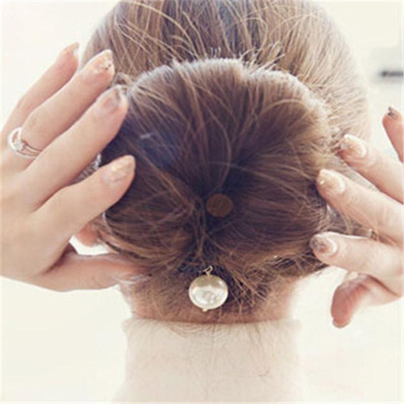 Faux Pearl Hair Bun Maker Styling Tool Solid Sponge Hair Accessory