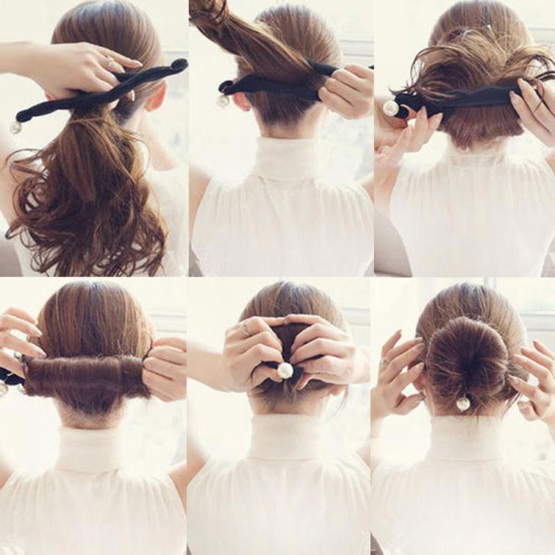 Faux Pearl Hair Bun Maker Styling Tool Solid Sponge Hair Accessory