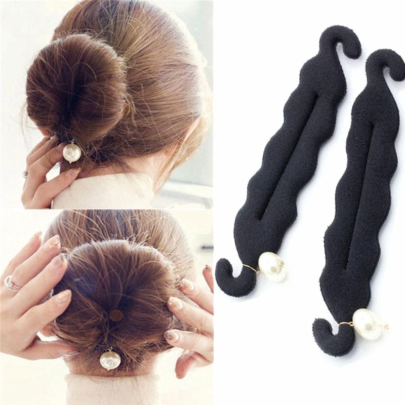 Faux Pearl Hair Bun Maker Styling Tool Solid Sponge Hair Accessory