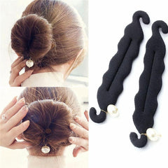 Faux Pearl Hair Bun Maker Styling Tool Solid Sponge Hair Accessory