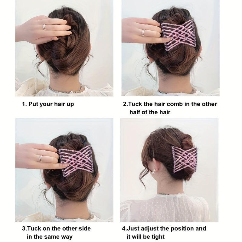 Stretchable Double Side Hair Comb Beaded Clip for Women Hair Styling