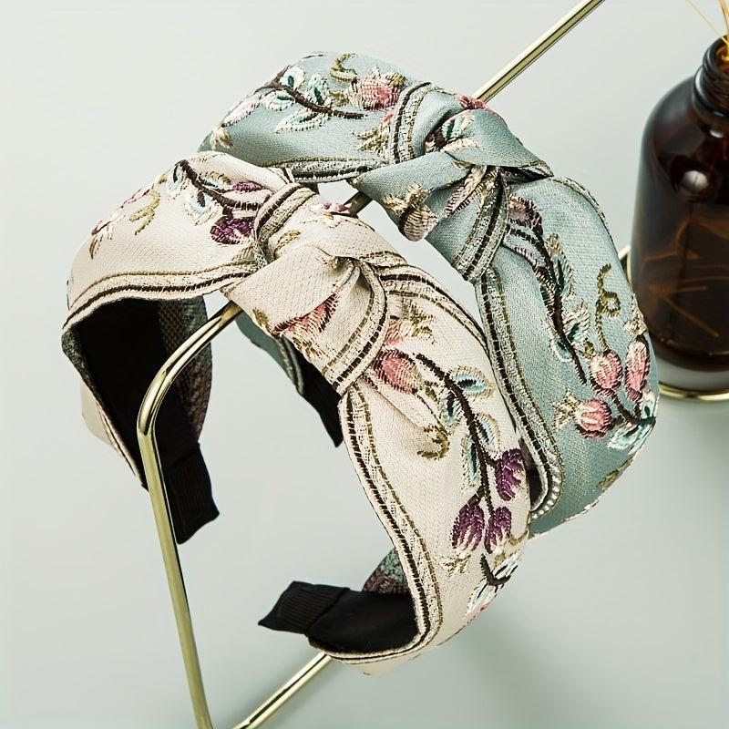 Vintage Embroidery Cross Knot Headband Cloth Hair Accessories