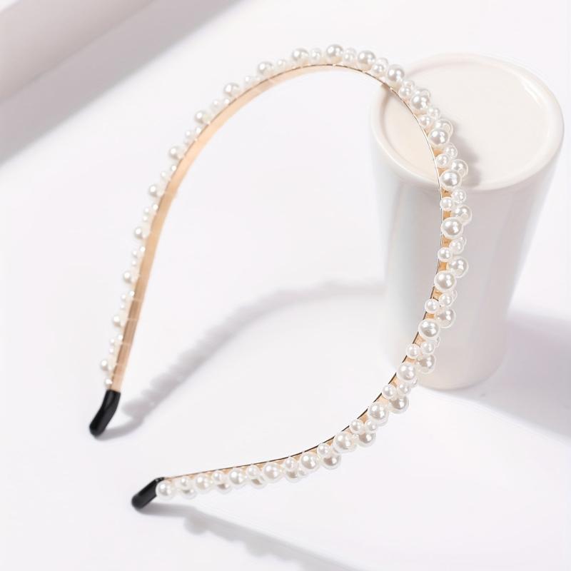 Faux Pearl Headband Skinny Head Hoop Headdress Hair Accessories