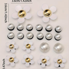 28pcs Flower Pearl Doll Clog Shoe Buckle Resin Leaf Charm Shoe Decoration