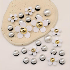 28pcs Flower Pearl Doll Clog Shoe Buckle Resin Leaf Charm Shoe Decoration