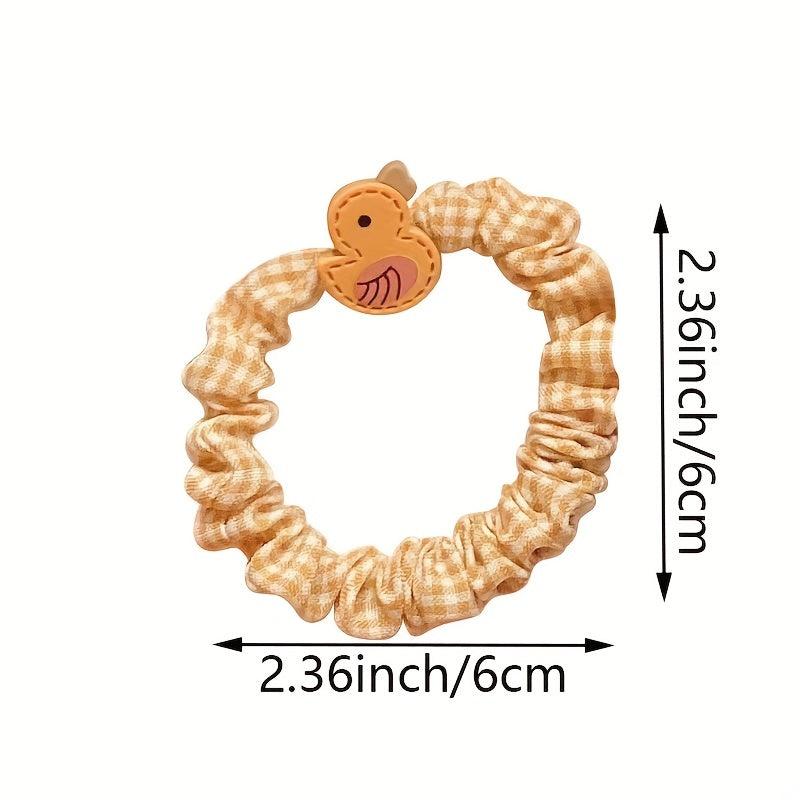 10pcs Cartoon Fruits Scrunchies Hair Tie Plaid Hair Rope Ponytail Holder Girls