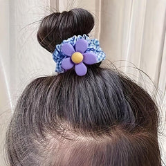10pcs Cartoon Fruits Scrunchies Hair Tie Plaid Hair Rope Ponytail Holder Girls