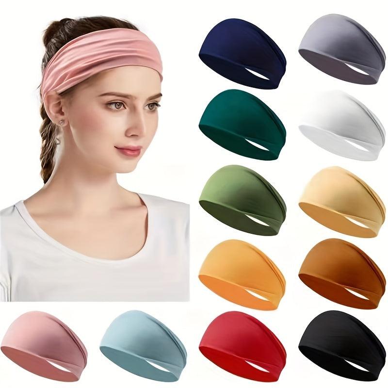 Solid Stretchy Headband Wide Brimmed Head Hoop Elastic Headdress For Women