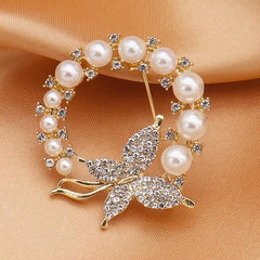 Zircon Pearl Butterfly Brooch Ladies Corsage