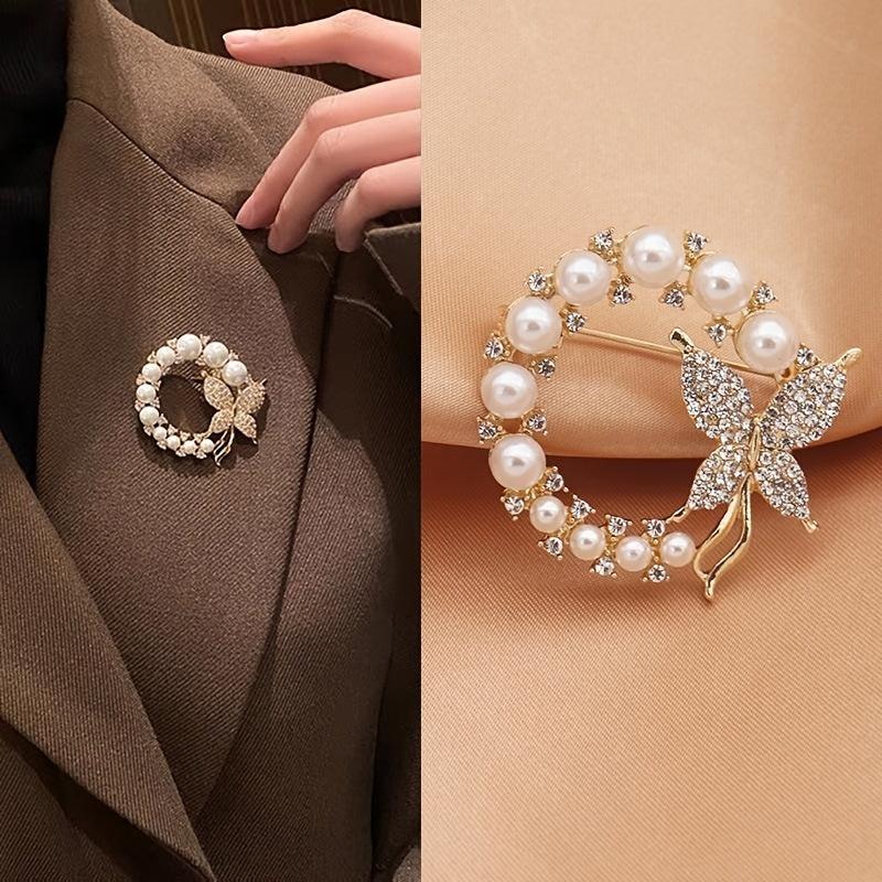 Zircon Pearl Butterfly Brooch Ladies Corsage