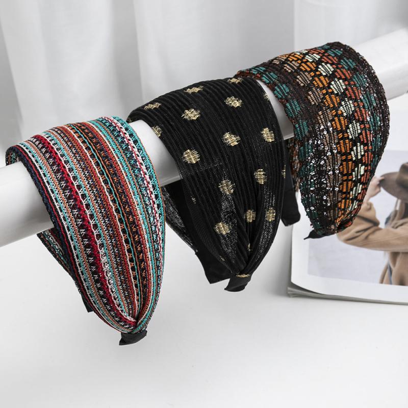 Wide Lace Headbands Antislip Hair Bands Headwraps Turban Stretchy Hair Hoop