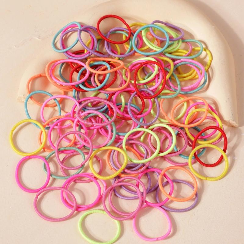 100pcs Colorful Hair Rubber Bands Elastic Band Ponytail Braid Holder