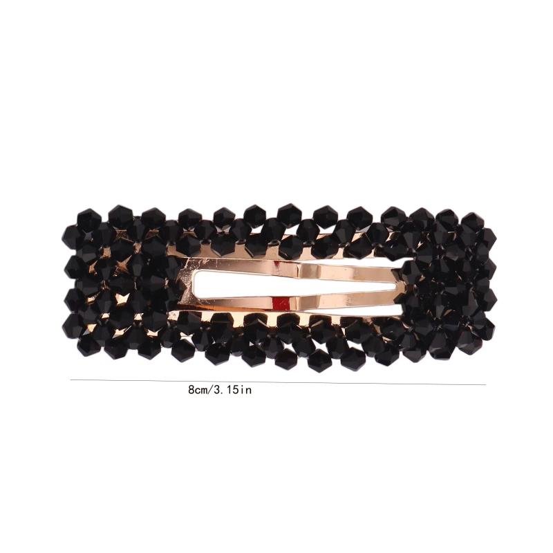 2pcs Beaded Rectangle Hairclip Snap Clip Barrettes Hair Accessories