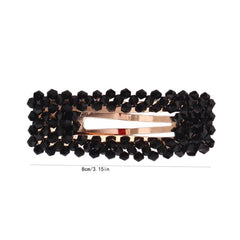 2pcs Beaded Rectangle Hairclip Snap Clip Barrettes Hair Accessories