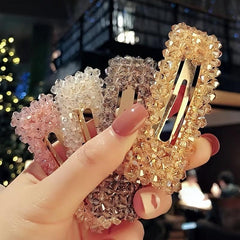2pcs Beaded Rectangle Hairclip Snap Clip Barrettes Hair Accessories