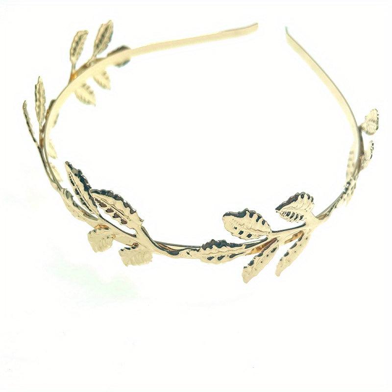 Greek Goddess Headband Golden Leaf Branch Hair Band Crown