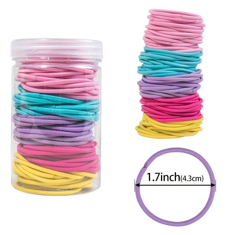 100pcs Colorful Hair Tie Braided Ponytail Decorative Stretch Elastic Bands