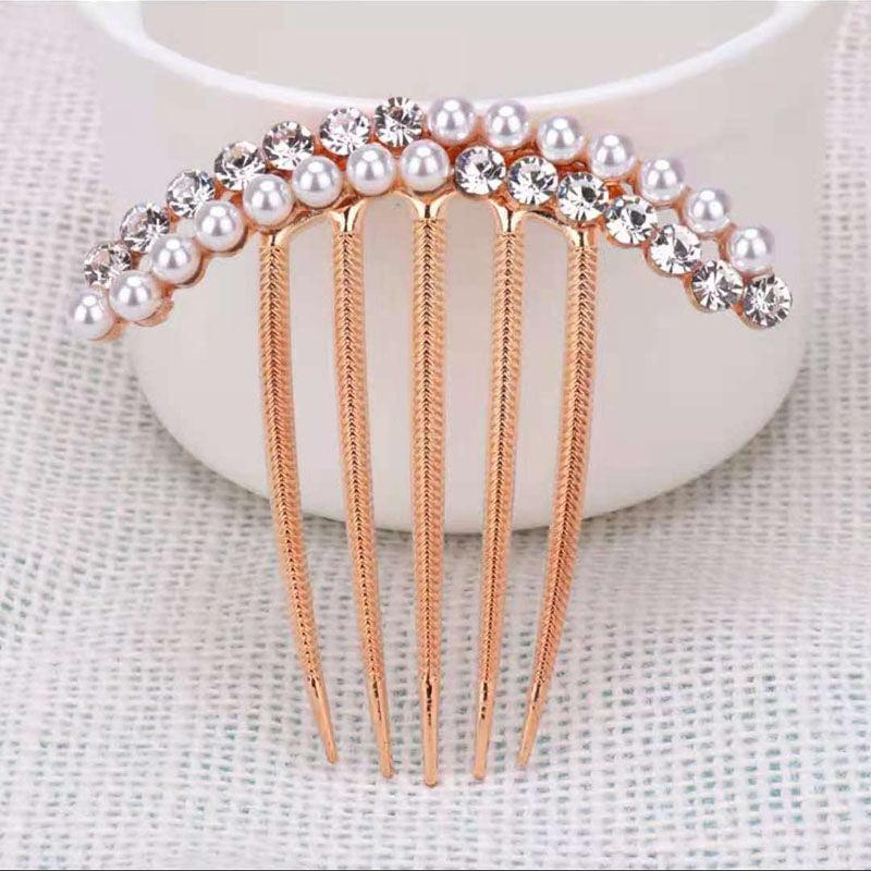 Rhinestone Faux Pearl Crystal Hair Comb Wedding Bridal Hairpin Hair Ornaments