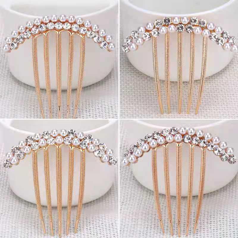 Rhinestone Faux Pearl Crystal Hair Comb Wedding Bridal Hairpin Hair Ornaments