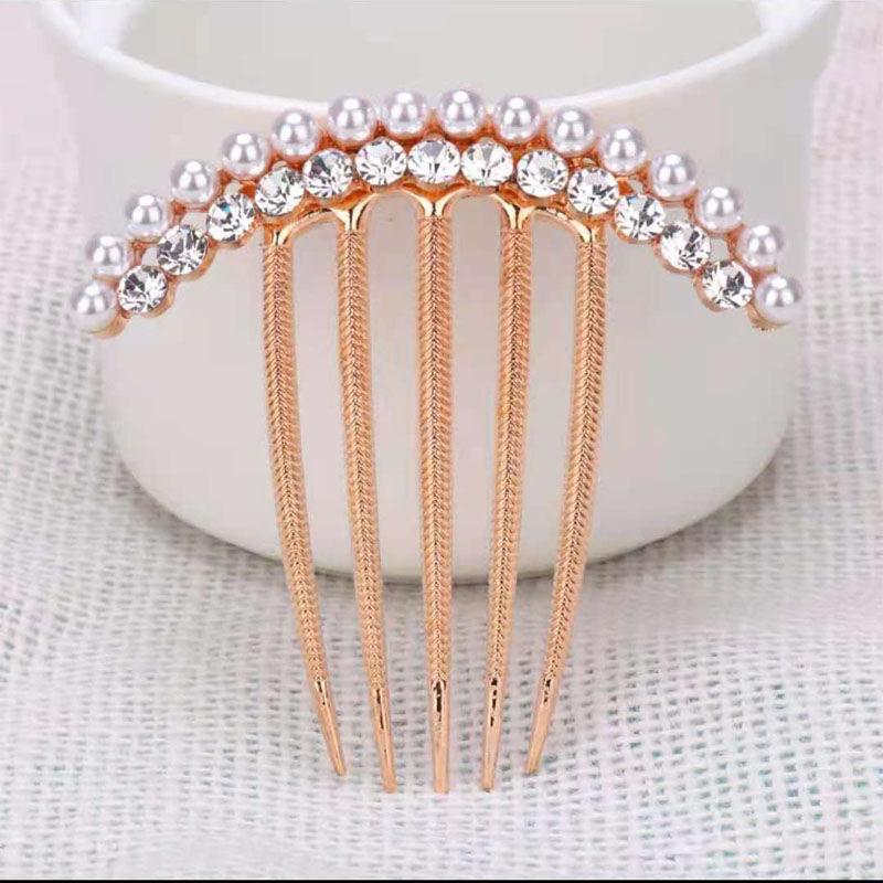 Rhinestone Faux Pearl Crystal Hair Comb Wedding Bridal Hairpin Hair Ornaments
