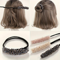 Flower Deft Bun Hair Bun Maker Ponytail Holder Elastic Hair Accessories