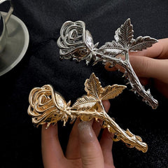 Rose Hair Claw Clip Alloy Metal Hair Clip Golden Silvery Hair Accessories