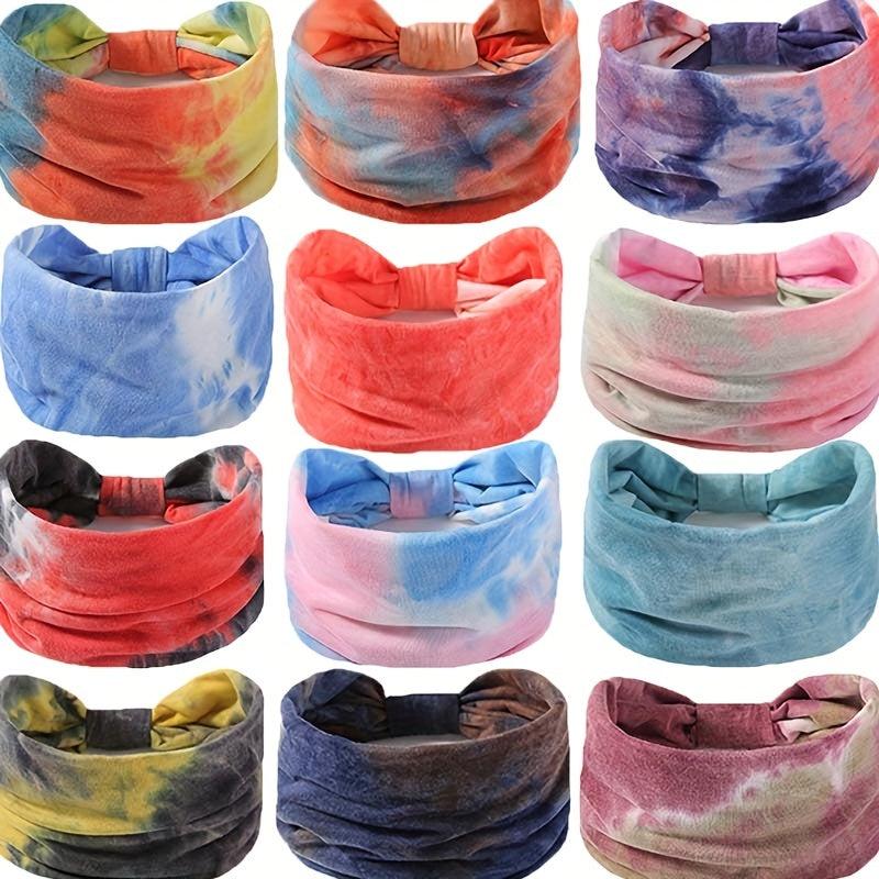 Bohemian Tie Dye Knot Headband for Yoga Sports