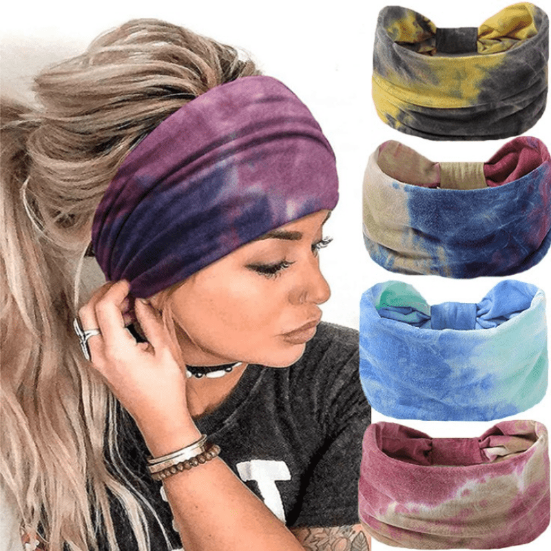 Bohemian Tie Dye Knot Headband for Yoga Sports