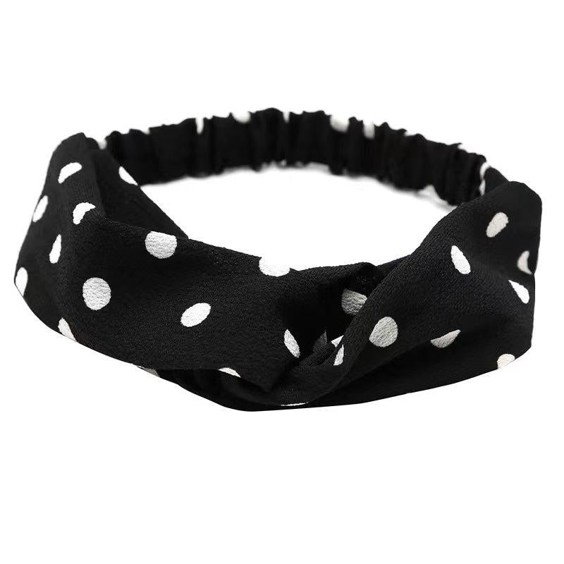 Polka Dotted Twisted Fabric Headband Boho Hair Scarf 1pc
