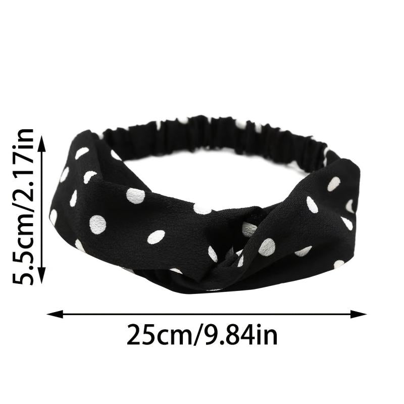 Polka Dotted Twisted Fabric Headband Boho Hair Scarf 1pc