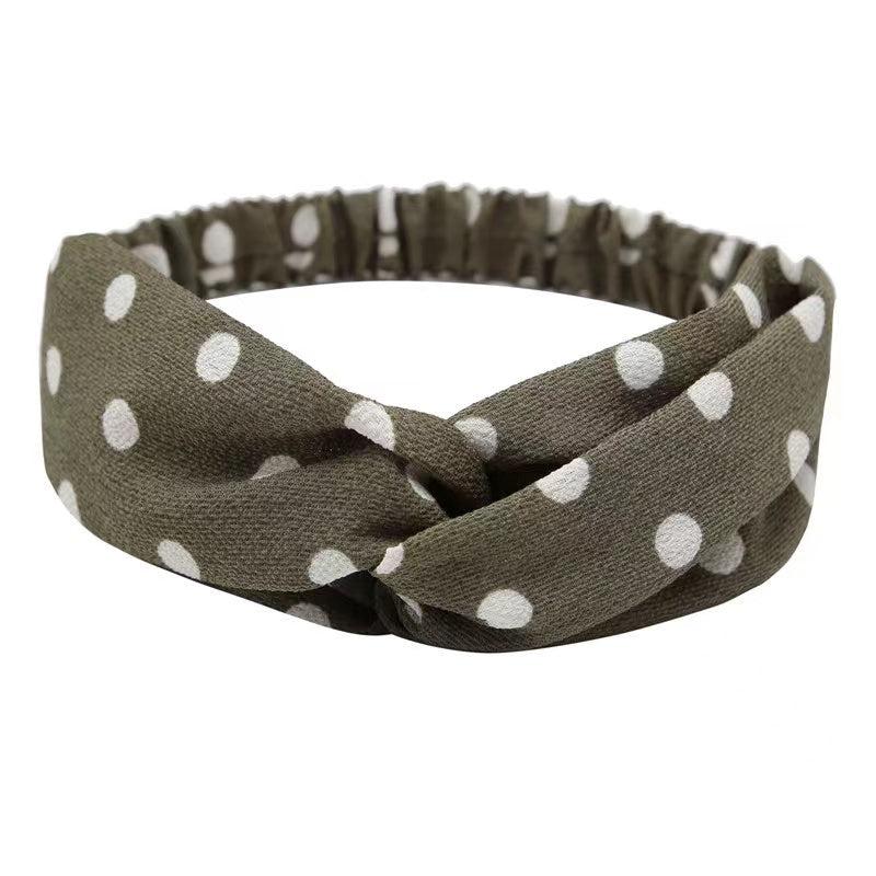 Polka Dotted Twisted Fabric Headband Boho Hair Scarf 1pc
