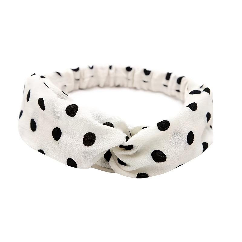 Polka Dotted Twisted Fabric Headband Boho Hair Scarf 1pc