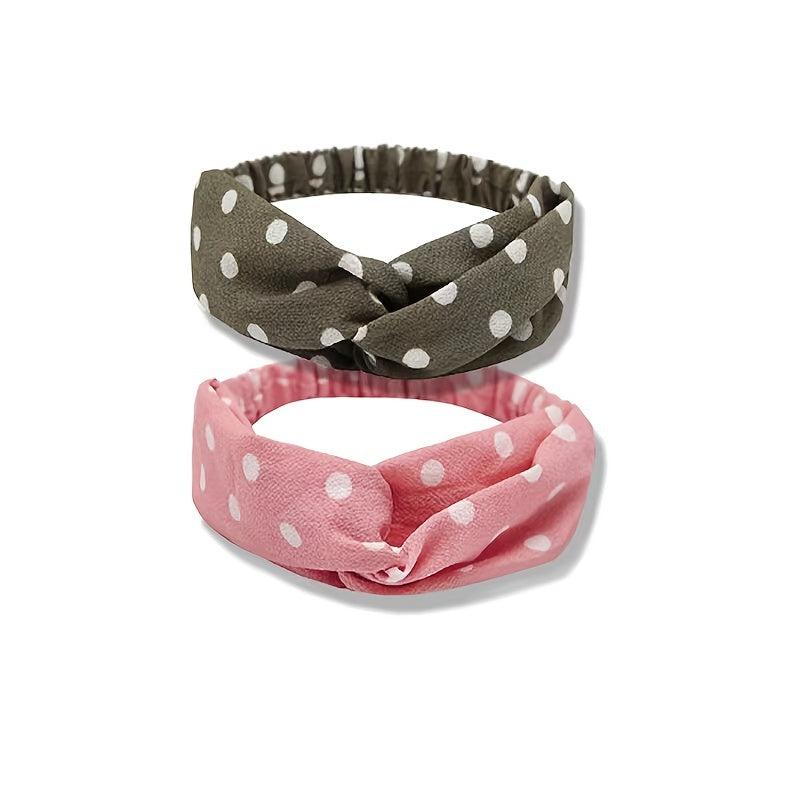 Polka Dotted Twisted Fabric Headband Boho Hair Scarf 1pc