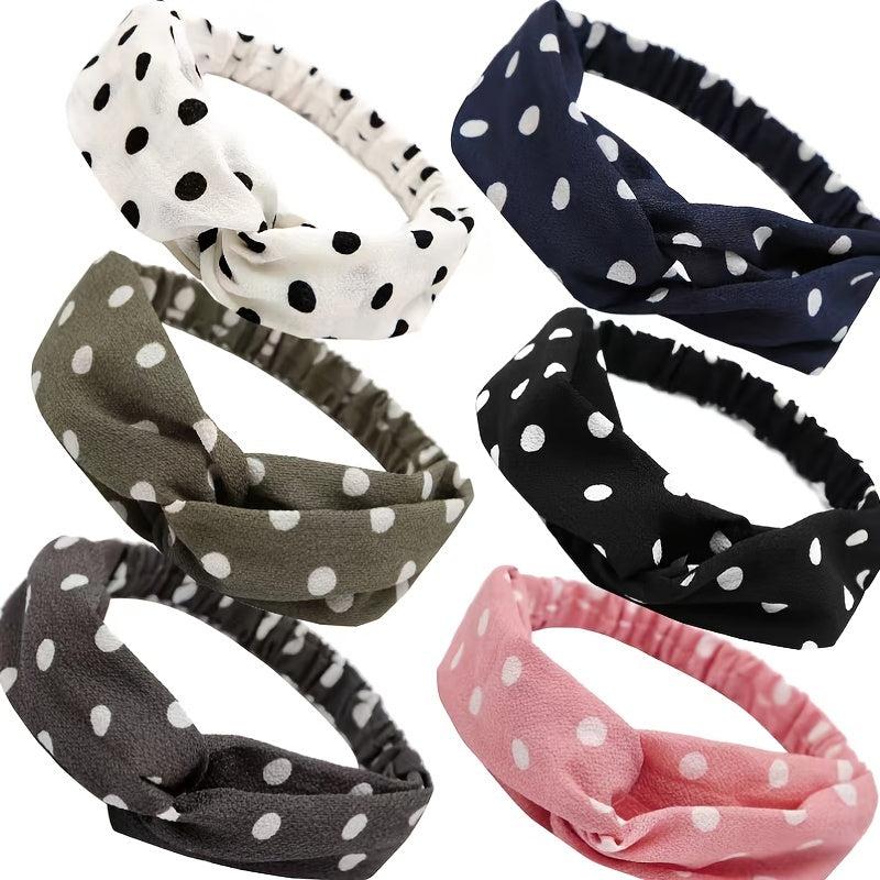 Polka Dotted Twisted Fabric Headband Boho Hair Scarf 1pc